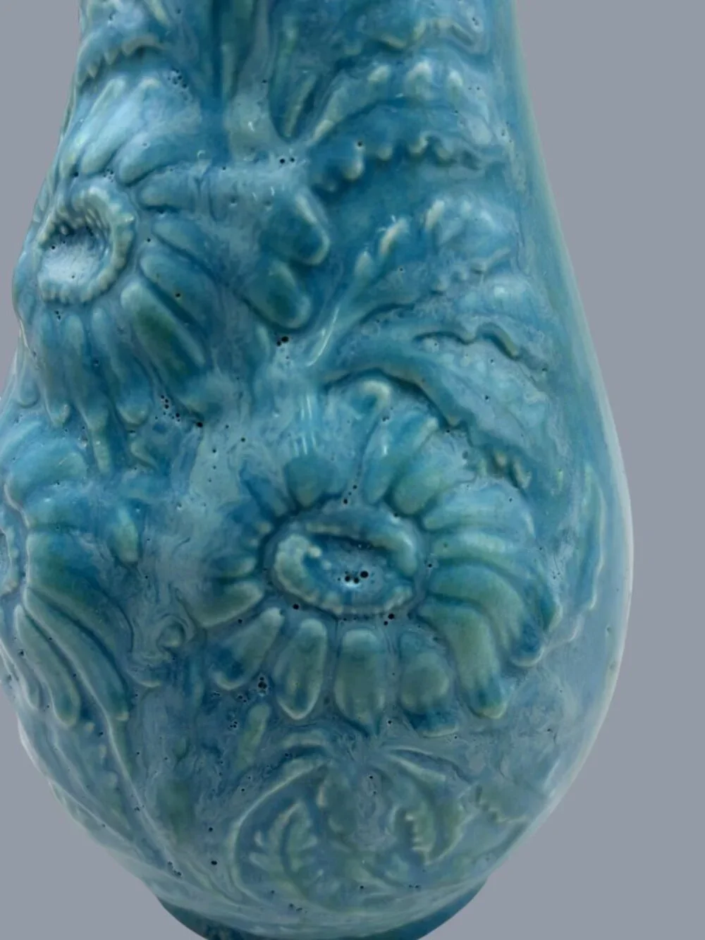VTG Holland Mold Floral Art Pottery Vase Signed MSB – Blue Relief Flower Vase